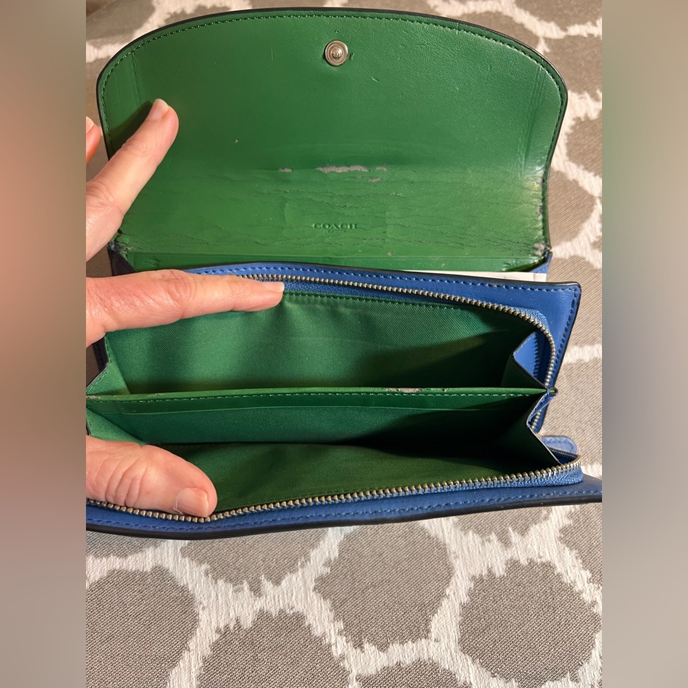 Coach Blue and Green Women's Wallet - Picture 5 of 9